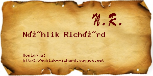 Náhlik Richárd névjegykártya