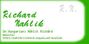 richard nahlik business card